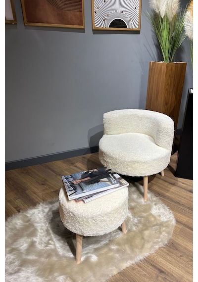 Berlin Çay Seti Berjer Ve Puf Takımı Salon, Ofis, Balkon - 2'li Takım