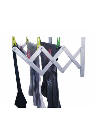 Compact Çamaşırlık 40 Cm 5 Askılı Duvara Monte Akordiyon Tipi Gri