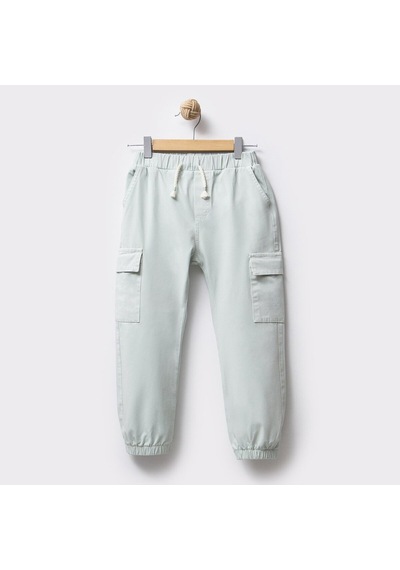 Overdo Kids Erkek Çocuk Kargo Cepli Paçası Beli Lastikli Jogger Pantolon Mavi
