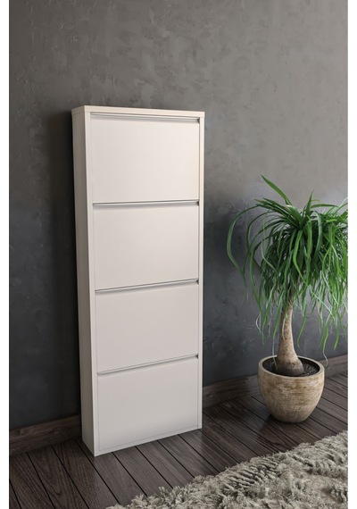 İdeal Home 4 Lı Beyaz Ayakkabılık Beyaz