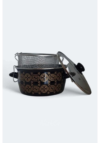 Prestij Siyah Desenli 22 Cm Kızartma Tenceresi 4.5 L Renkli