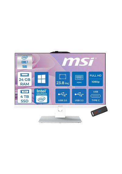 MSI MODERN AM242P 1M-2288NEUP10 Core 7 150U 24 GB 4 TB SSD 23.8" W11P AIO Masaüstü Bilgisayar