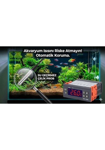 Stc-1000 220v Dijital Termostat - Isıtma Ve Soğutma Röleli Sıcaklık Kontrol Cihazı +ntc Sensörlü