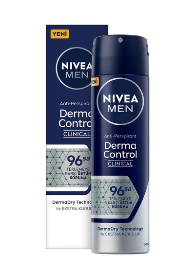 Men Erkek Sprey Deodorant Derma Control Clinical 150 Ml, 96 Saat Antiperspirant Koruma,ekstra Kuruluk,alkolsüz