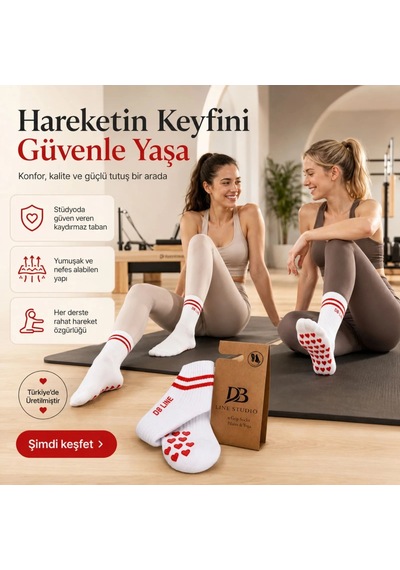 Genel Db Lıne Kaydırmaz Yoga Pilates Çorabı 8'li Pamuklu Silikon Taban, Barre S Beyaz / 36-40 / 8 Adet Genel Db Lıne Kaydırmaz Yoga Pilates Çorabı 8'li Pamuklu Silikon Taban, Barre S Beyaz / 36-40 / 8 Adet