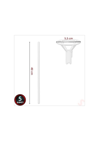 40cm Balon Çubuğu Ve Takma Aparatı Seti, Balon Hariç - 5 Set