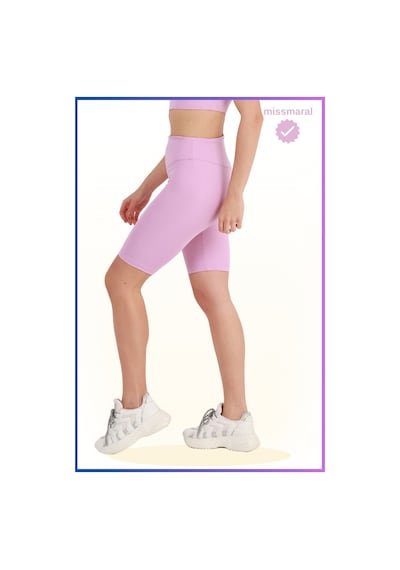 Missmaral Kadın Yüksek Bel Toparlayıcı Tayt Kısa Spor Şort Deniz Havuz Spor Biker Shorts Lila 1070 Lila