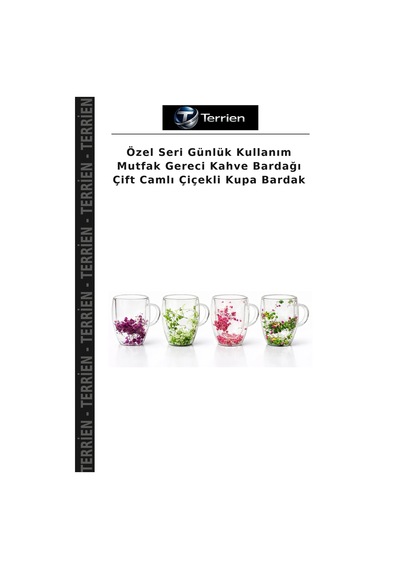 Özel Seri Günlük Kullanım Mutfak Gereci Kahve Bardağı Çift Camlı Çiçekli Kupa Bardak Çok Renkli