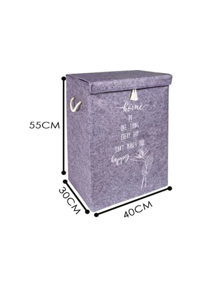 2 Adet Keçe Kapaklı Mega Kutu Organizer -çamaşır Sepeti-çok Amaçlı Kullanım 41x30x55 Cm Gri-beyaz