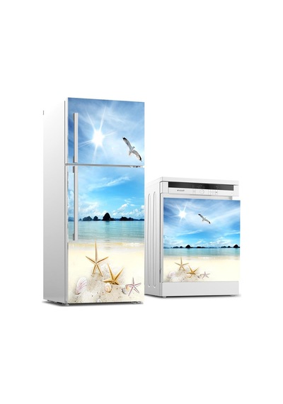 Buzdolabı Ve Bulaşık Makinası Beyaz Eşya Sticker Kaplama 3D Deniz