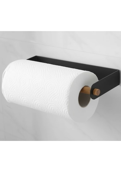 Lazer Kendinden Yapışkanlı Kağıt Havluluk Tahta Kancalı Mat Siyah Siyah