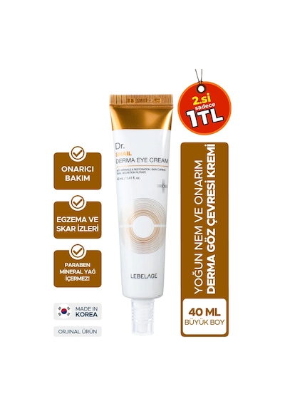 Lebelage ve  Salyangoz Özlü Nemlendirici Göz Kremi Dr. Snail Derma Eye Cream 40 ML