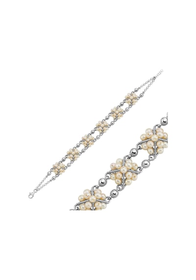 3,5 Mm Piramit Model Doğal İnci Bileklik 18 Cm / Beyaz Beyaz Beyaz Altın