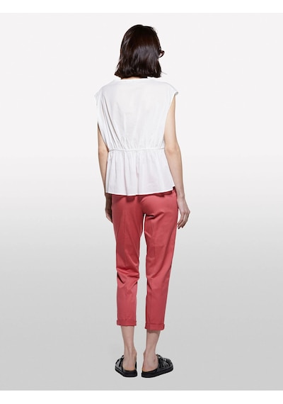 Sisley %100 Pamuk Büzgülü Kolsuz V Yaka Bluz Kadın Beyaz Bluz - 325p5ho1lq08x Krem