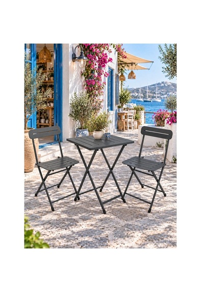 Katlanır Metal Balkon Bahçe Bistro Masa Sandalye Seti 2 Kişilik 1 Masa 2 Sandalye Füme 1647 Katlanır Metal Balkon Bahçe Bistro Masa Sandalye Seti 2 Kişilik 1 Masa 2 Sandalye Füme 1647
