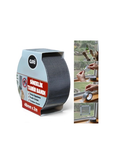 Yapışkan Sineklik Tülü Tamir Bandı 2 Metre X 48 Mm Sinek Teli Yaması Yırtık Delik Onarım Bantı