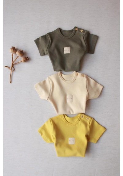 Oh La La Koala 3lü Basic Kısa Kollu Çıt Çıtlı Body Zıbın Model 8 Çok Renkli