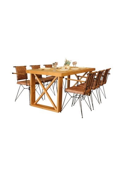 Neiwel Mai X Doğal Ahşap Yemek Masası-120-220 Açık Ceviz