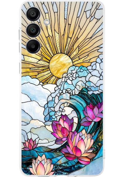 Printify Samsung Galaxy A17 İle Uyumlu Vitray Okyanus Sabahı Tasarımlı Şeffaf Silikon Kılıf Şeffaf