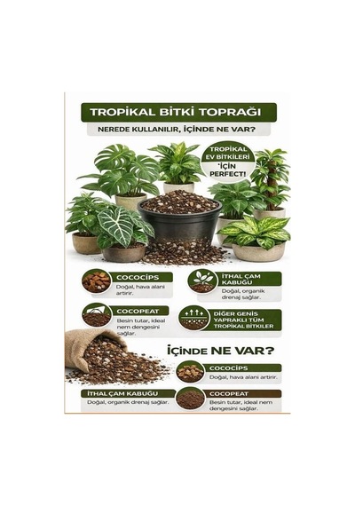 10 Litre - Tropikal Bitki Toprağı Monstera - Alocasia - Schefflera Için Sinek Yapmayan Formül 10 L