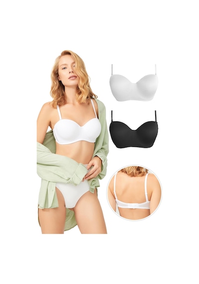 Cottonhill Balenli Toparlayıcı Dolgusuz Straplez Lotus Sütyen 2'li Paket Çok Renkli