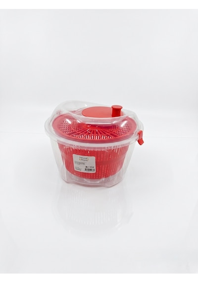 House & More 4.4 Litre Büyük Boy Sebze Meyve Kurutucu Süzgeçli Salata Dönencesi 3 Renk Kırmızı