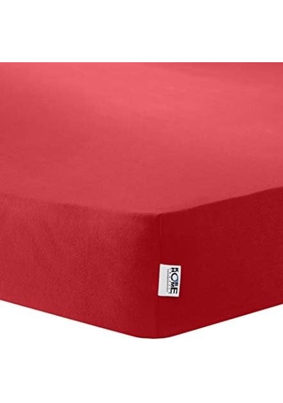 Kobe Home Örme Penye Lastikli Çarşaf, Çift Kişilik, Kırmızı, Pamuk-elastan 230 G/m2 Abanoz