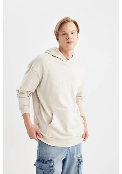 Defacto Comfort Regular Fit Rahat Kalıp Kapüşonlu Basic Sweatshirt B4446AX24SPGR437 Gri