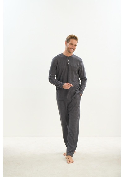 Sevim Erkek Uzun Kol Antrasit Pijama Takım C2t4n5o9 001