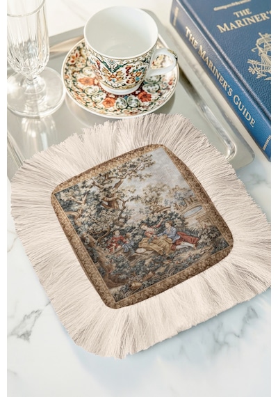 Zarif Klasik Saray Saçaklı Sunum Peçetesi - Vintage Nostaljik Bej Kahverengi Bardak Altlığı Mendil Pastel Kanyon Antrasit Zarif Klasik Saray Saçaklı Sunum Peçetesi - Vintage Nostaljik Bej Kahverengi Bardak Altlığı Mendil Pastel Kanyon Antrasit