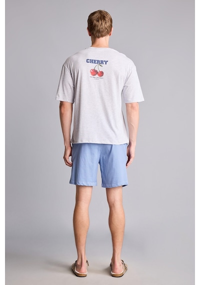 Defacto Boxy Fıt Kısa Kollu 2li Şortlu Pijama Takımı I0666ax26hsgr100 Gri-gr100