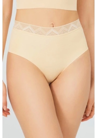 Cottonhill Cotonhill Desenli Lastikli Yüksek Bel Lazer Kesim Bikini Külot-ten Ten
