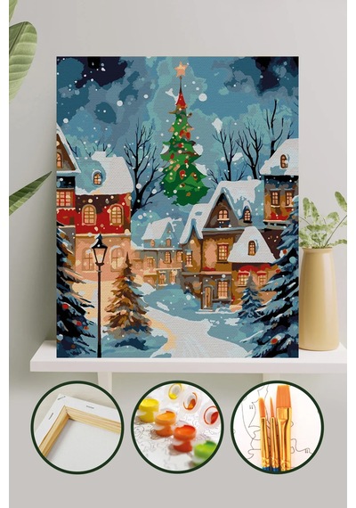 Sayılarla Boyama Tuval Seti 40x50 Cm - Yılbaşı