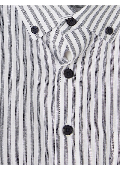Lcwaıkıkı Classic Lacivert Regular Fit Çizgili Oxford Erkek Gömlek