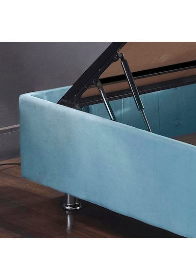 Nironyatak Cozy Baza - 100 x 200 CM Cm Tek Kişilik Sandıklı Bebek Mavisi Kumaş Ba
