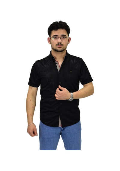 Erkek Spor Silim Fit Kısa Kol Gömlek Bgl-st04480 Siyah