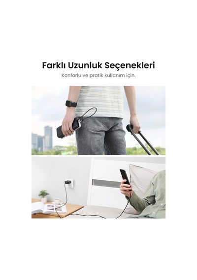 Ugreen Usb 2.0 A To Micro Usb Örgülü Hızlı Şarj Kablosu, 1m, Siyah, 60146
