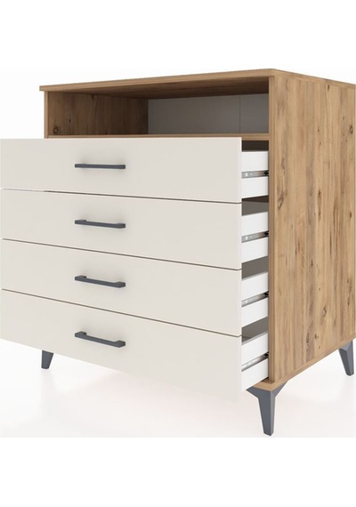 Kronos Şifonyer Tek Raflı 4 Çekmeceli 88x59x96 Çam-aytaşı Atlas Çam