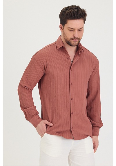 Cool Tarz Erkek Kendinden Çizgi Detaylı Slim Fit Dar Kalıp Uzun Kol Gömlek Gül Kurusu Gül Kurusu Cool Tarz Erkek Kendinden Çizgi Detaylı Slim Fit Dar Kalıp Uzun Kol Gömlek Gül Kurusu Gül Kurusu
