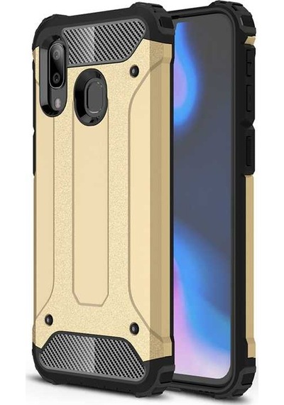 Noktaks - Redmi Note 7 Uyumlu - Kılıf Çift Katman Zırh Tank Crash Military Kapak - Gold Gold