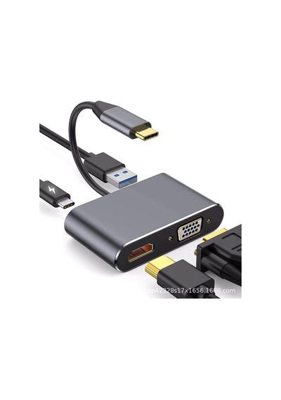 Type-c Hub Dönüştürücü Kablo Hdmı Vga Usb 3.0 Type-c 87w Çoklayıcı