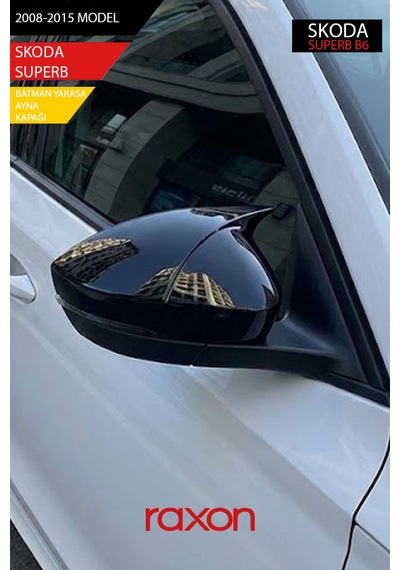 Skoda Superb B6 2008-2015 Batman & Yarasa Ayna Kapağı Parlak Piano Black Sport