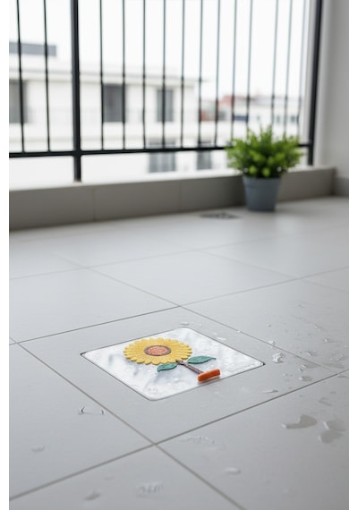 Ayçiçeği Kare Silikon Kötü Koku Önleyici Gider Kapağı Banyo, Mutfak, Balkon Lavabo Tıpası 14,5x14,5 Cm