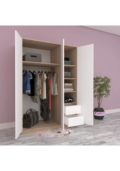 Troy 3 Kapılı Gardırop Mdf Sis Gri