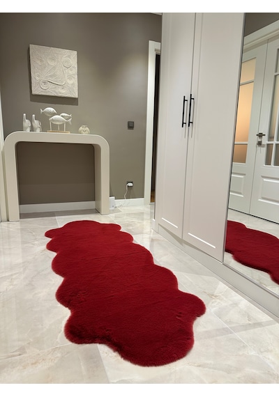 Ultra Soft Bordo Yumuşak Dokulu Peluş Halı Çift Kafa Post