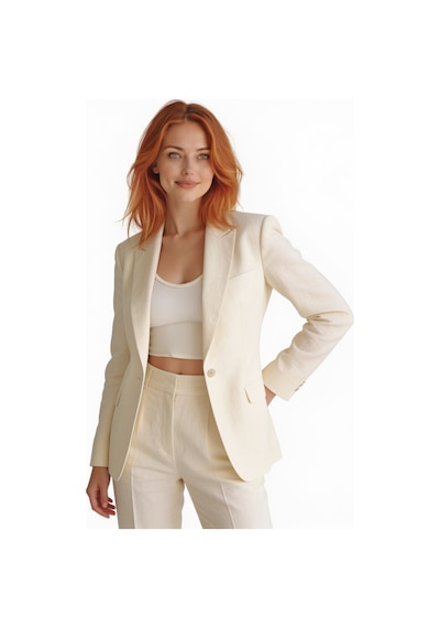 Gucci Keten Karışımlı Ekru Blazer Takım Krem