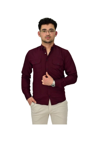Erkek Spor Likralı Gömlek Bgl-st04343 Bordo
