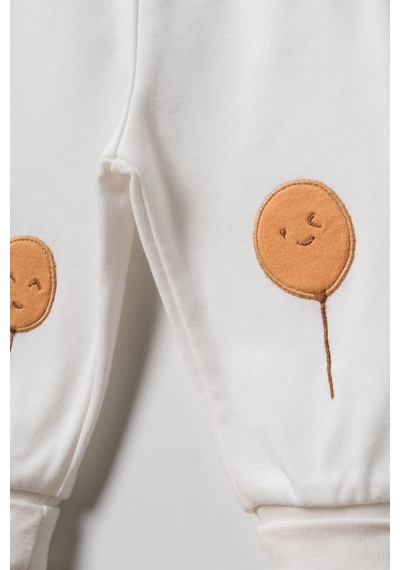 Magu Unisex Bebek Pamuklu Ekru Sweatshirt Eşofman Takım - Balon Desenli Çok Renkli