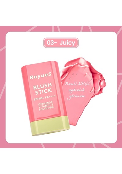Stick Krem Allık Yumuşak Ve Nemlendirici Formül Yüksek Pigmentasyon Spf50+, Pembe,19gr Çok Renkli