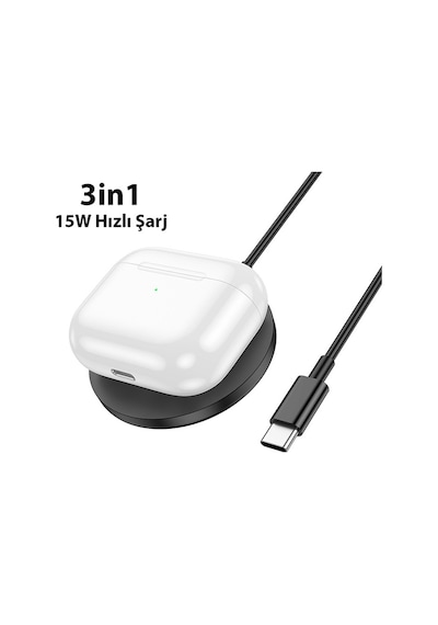 Hoco CW50 15 W 3in1 Kablosuz Manyetik Hızlı Şarj Aleti